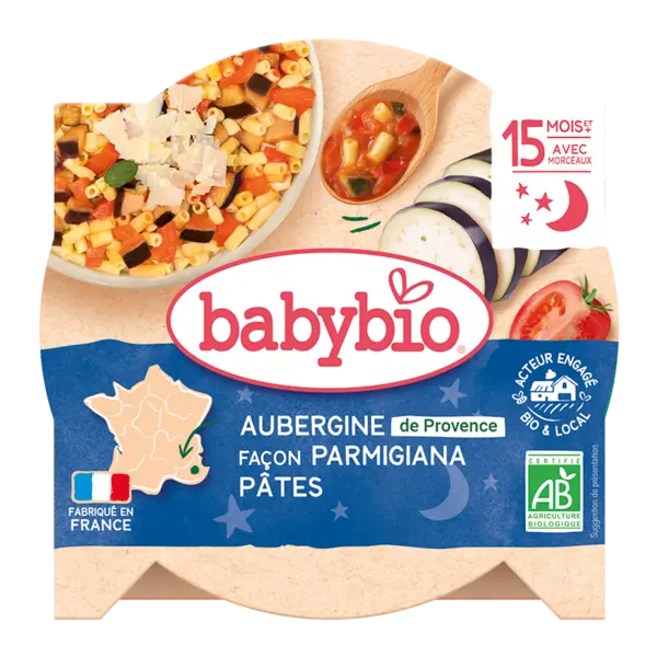Meniu vinete cu parmezan si macaroane Bio, 260g, BabyBio