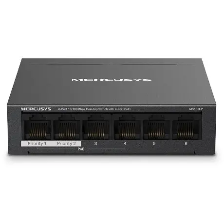 MERCUSYS Switch MERCUSYS MS106LP, 6 porturi RJ45 10/100 Mbps, 4 porturi PoE+, 40 W