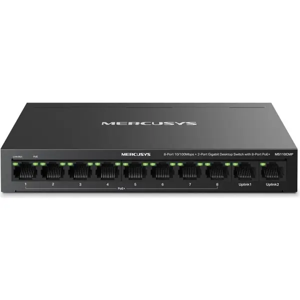 MERCUSYS Switch MERCUSYS MS110CMP, 10 porturi RJ45, 8 porturi PoE+, 115 W, Plug-and-Play