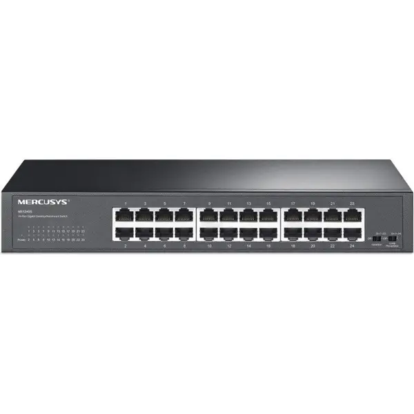 MERCUSYS Switch MERCUSYS MS124GS, 24 porturi RJ45, Viteza de transfer 10/100/1000 Mbps, Plug-and-Play
