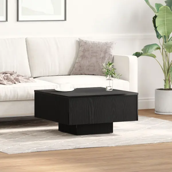 Mese de cafea Gossi din lemn ingineresc, negre, 60 x 60 x 31,5 cm