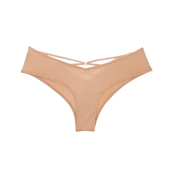Mesh lace-trim high-leg cheeky panty - praline L