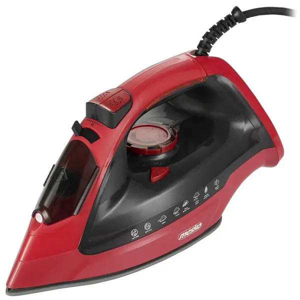 Mesko Fier de calcat cu abur MESKO, 3000 W, 70g/min, 400ml, Oprire automata, Functie anti-picurare si auto-curatare, rosu/negru