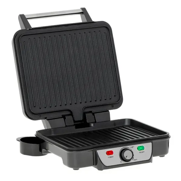 Mesko Gratar Electric Mesko MS 3050 Contact Grill, putere maxima 2500 W, Placi antiaderente, Tava de picurare detasabila, Negru/Inox
