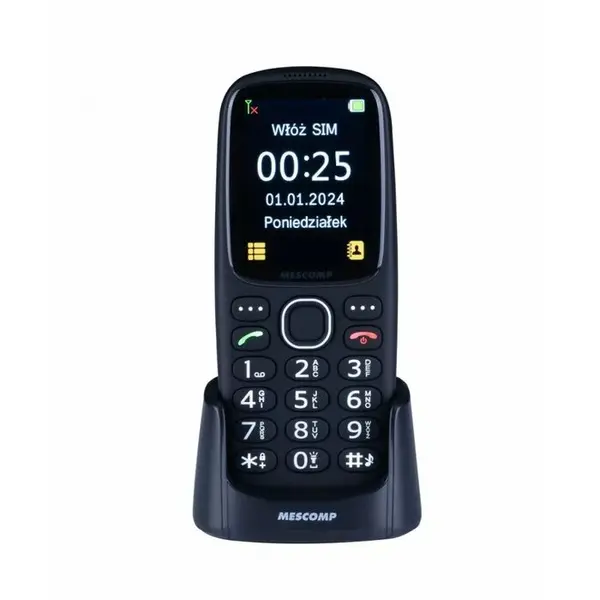 Mesmed Telefon mobil Mescomp MT-166 Edgar, Elegant, destinat seniorilor, 4G, Negru