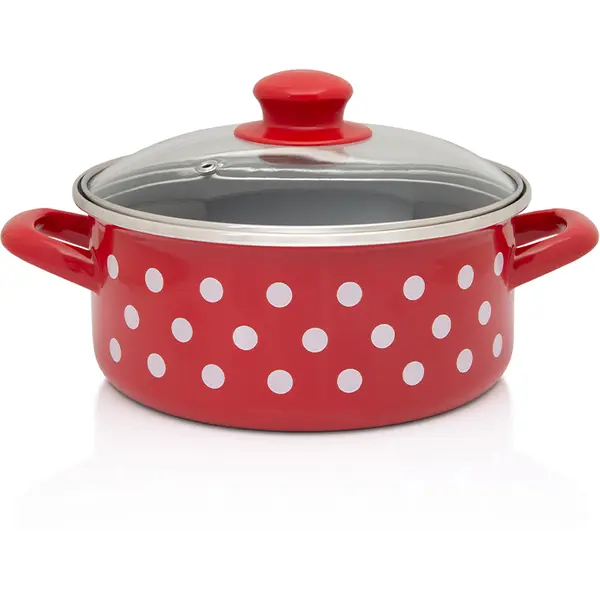 Metalac Cratita 2.2l cu capac din sticla Tufne Metalac email/18cm/2.2l