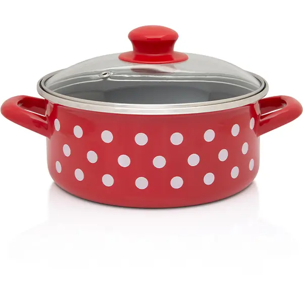 Metalac Cratita 2.75l cu capac din sticla Tufne Metalac email/20cm/2.75l