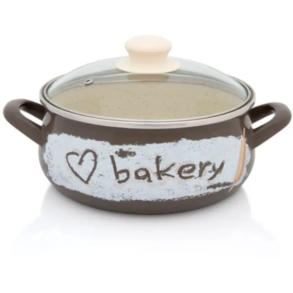 Metalac Cratita 3.35l cu capac din sticla Bakery Metalac email/20cm/3.35l