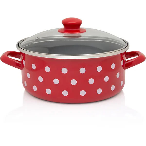 Metalac Cratita 3.5l cu capac din sticla Tufne Metalac email/22cm/3.5l