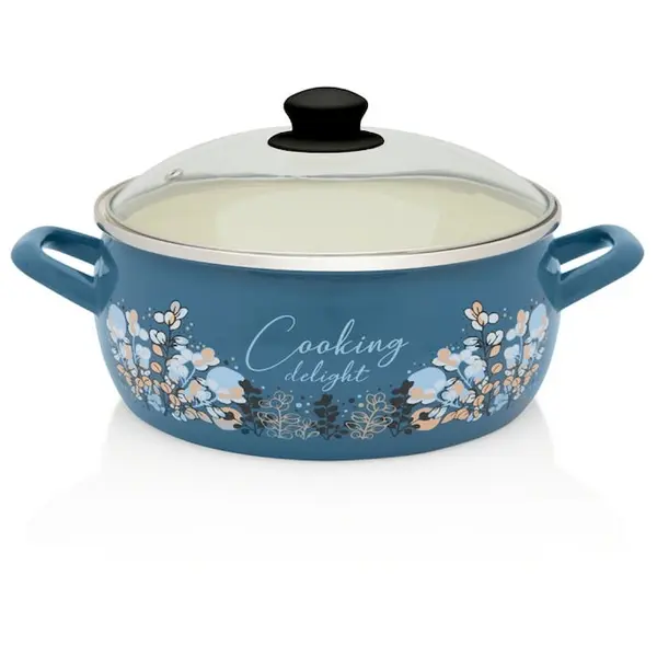 Metalac Cratita 5l cu capac Spring Metalacemail, 24cm, 5l, Albastru