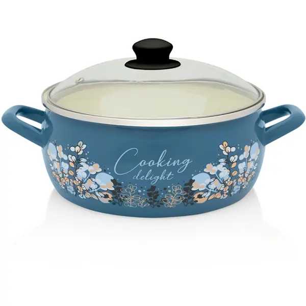 Metalac Cratita 5l cu capac sticla Cooking Delight Metalac email/24cm/5l