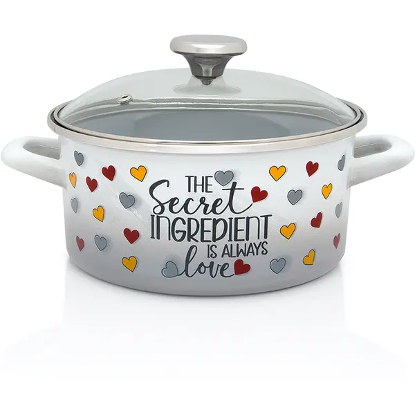 Metalac Cratita cu capac sticla Secret Ingredient Metalac email, 20cm, 2.8l