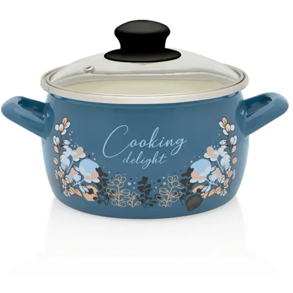 Metalac Oala 2.2l cu capac sticla Cooking Delight Metalac email/16cm/2.2l