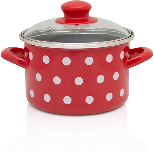 Metalac Oala 2l cu capac din sticla Tufne Metalac email/16cm/2l