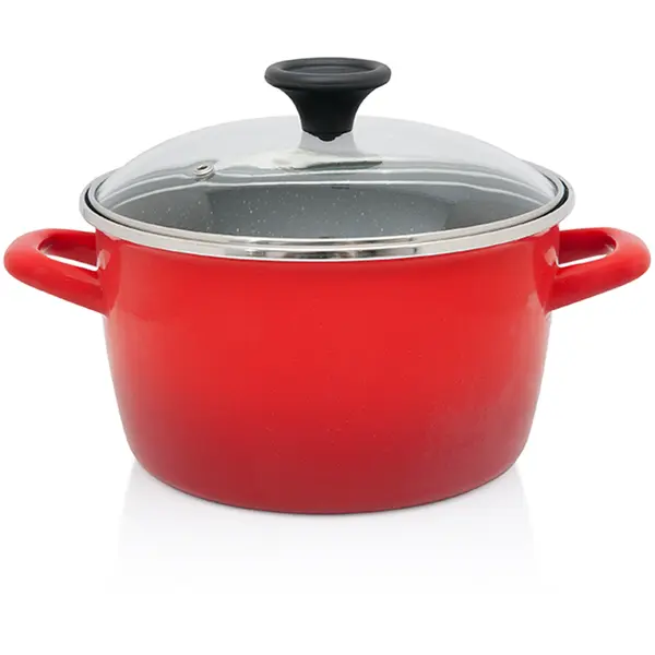 Metalac Oala 3.5l cu capac sticla Granit Induction Metalac email/20cm/3.5l