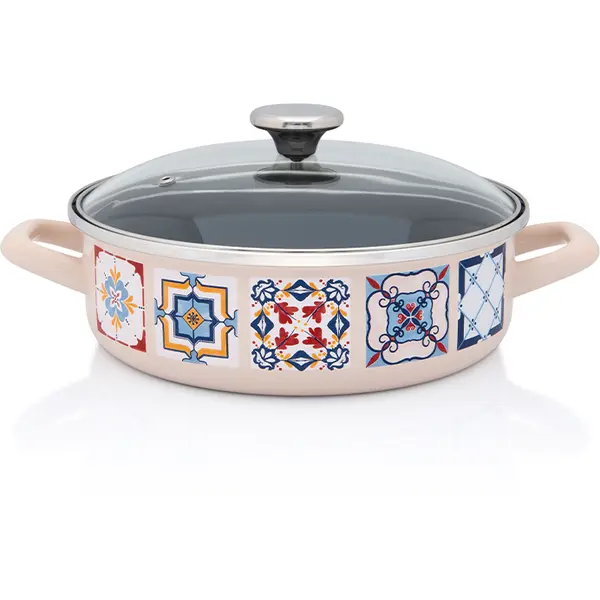 Metalac Oala 3.6l cu capac din sticla Porto Metalac email/24cm/3.6l