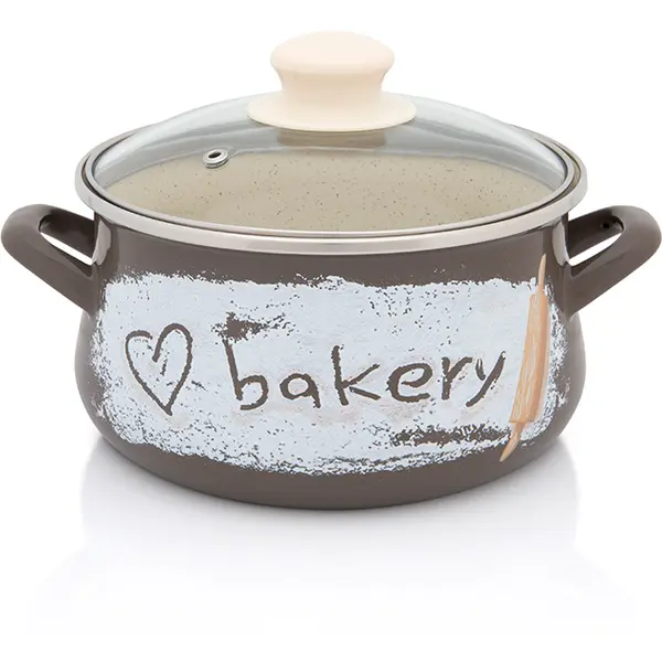 Metalac Oala 3l cu capac de sticla Bakery Metalac email/18cm/3l