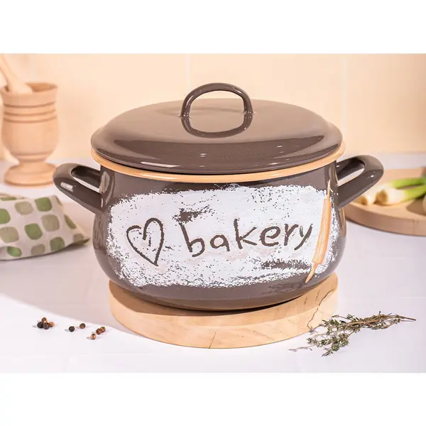 Metalac Oala 4l cu capac Bakery Metalac email/20cm/4l