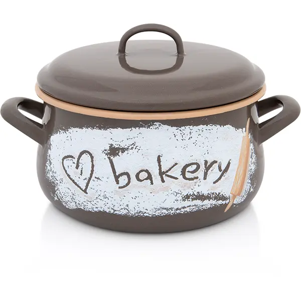 Metalac Oala 4l cu capac din sticla Bakery Metalac email/20cm/4l