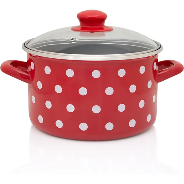 Metalac Oala 4l cu capac din sticla Tufne Metalac email/20cm/4l