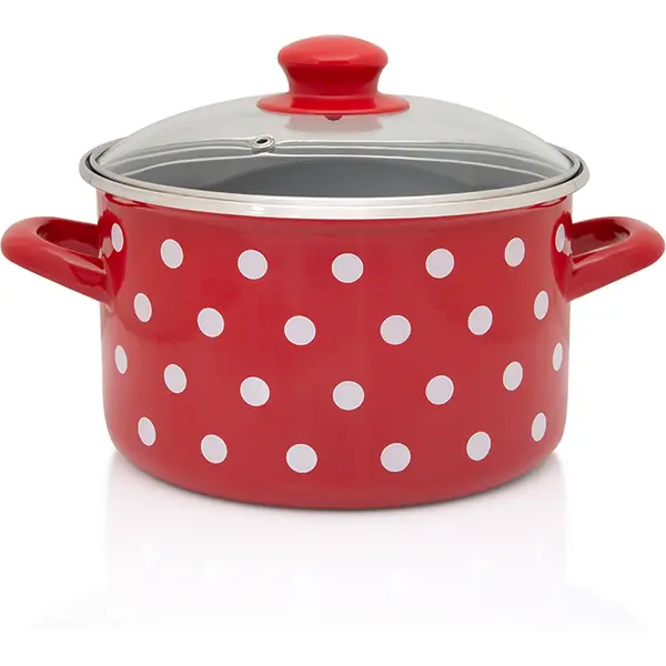 Metalac Oala 5l cu capac din sticla Tufne Metalac email/22cm/5l