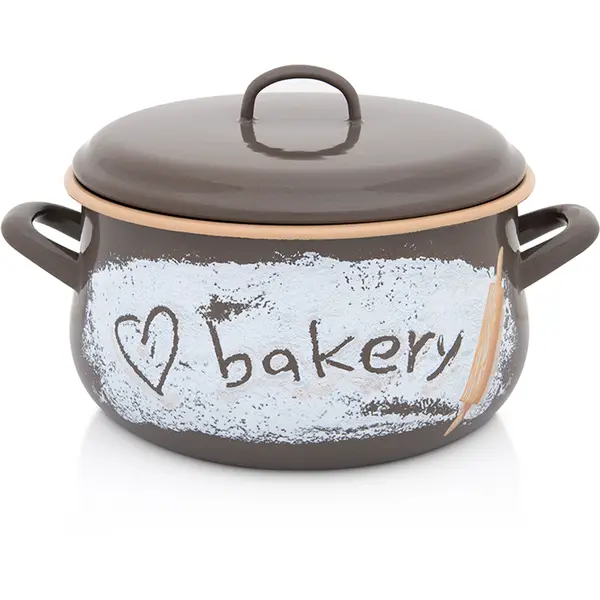 Metalac Oala 6.5l cu capac din sticla Bakery Metalac email/24cm/6.5l