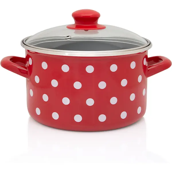 Metalac Oala 6.75l cu capac din sticla Tufne Metalac email/24cm/6.75l