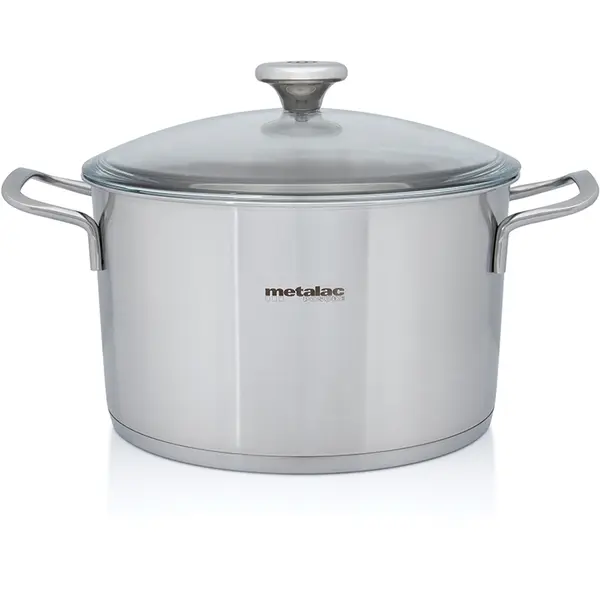 Metalac Oala 6l cu capac din sticla Santino Metalac inox/24cm/6l