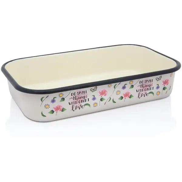 Metalac Tava Spring Metalac, email, 32cm, 3.7l, Crem cu motiv floral