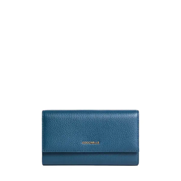 Metallic large grained leather deep blue