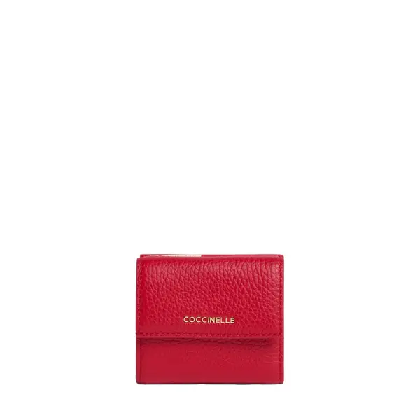 Metallic small grained leather scarlet