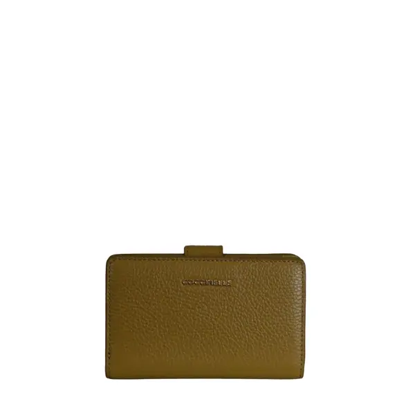 Metallic soft grained leather wallet seagrass