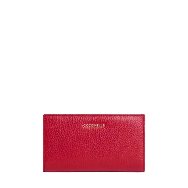 Metallic soft large grained leather scarlet