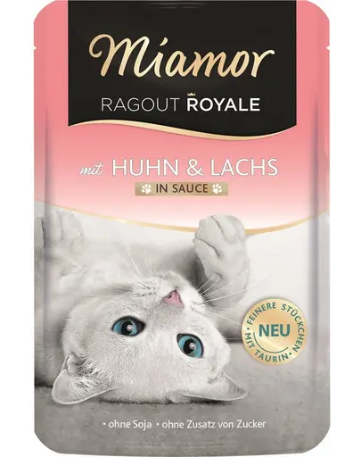 MIAMOR Ragout Royale in Sauce Chicken&Salmon pliculet cu sos pentru pisici 100 g pui si somon