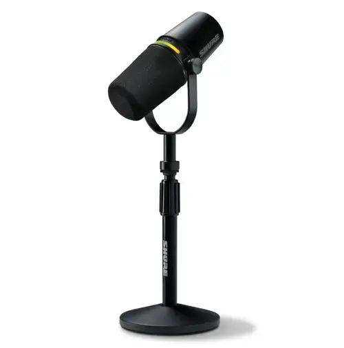 Microfon de Podcast Shure MV7+-K-BNDL, XLR/USB-C, Cardioid Dinamic + Stand desktop Gator (Negru)