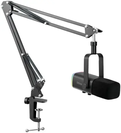 Microfon de studio Fifine AM8T AMPLIGAME, USB/XLR, iliminare RGB, cu stativ, Negru
