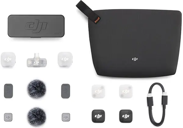 Microfon DJI - Mic Mini 2, 2 TX + 1 Mobile RX + Charging Case, negru