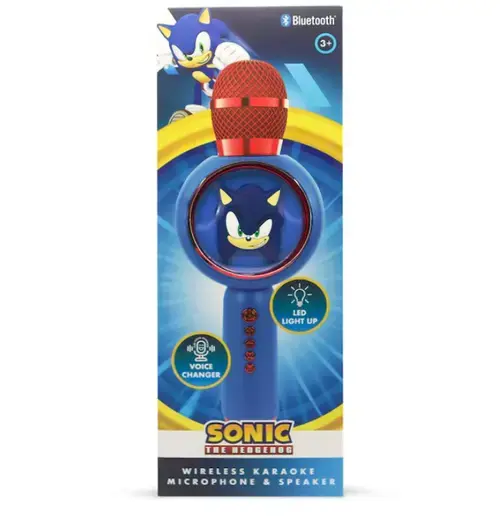 Microfon Karaoke OTL Technologies New Sonic The Hedgehog, Bluetooth (Albastru/Rosu)