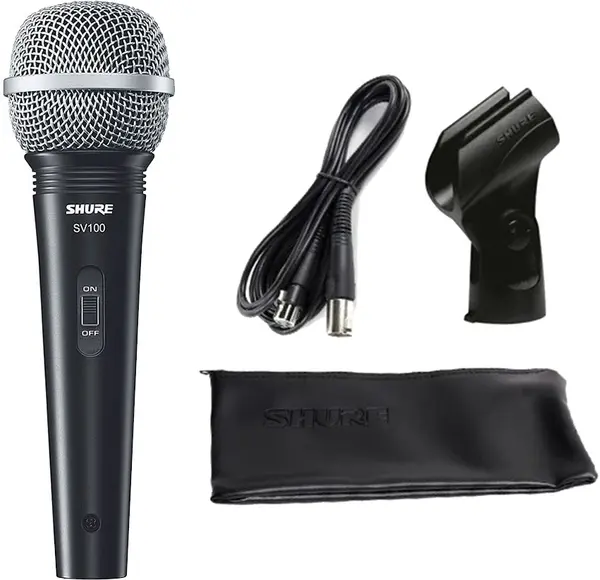 Microfon Shure - SV100A, cablu + clema + husa, negru