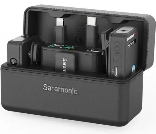 Microfon wireless Saramonic Ultra 01, 1x Receiver, 2x Microfon, Autonomie microfon 6 ore, Raza de actiune 250-300m, Noise canceling, Negru