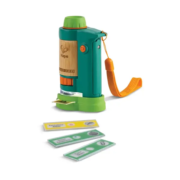 Microscop de jucarie pentru copii din bambus,10x6.4x4.8 cm, +4 ani