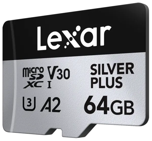 microSDXC Professional SILVER Plus UHS-I/U3/A2/4K R205/W100 (V30) 64GB, Card memorie