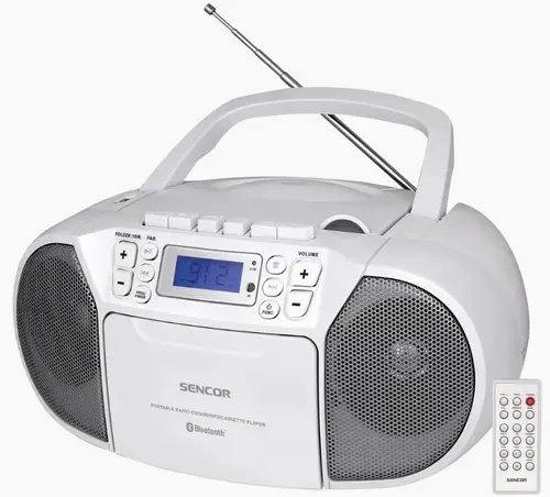 Microsistem audio Boombox Sencor SPT 3907 W, 4 W, Bluetooth, CD, MP3, USB (Alb)