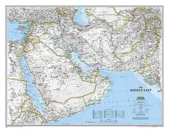 Middle East, Tubed. Wall Maps Countries & Regions, 2018th ed., Sheet Map/National Geographic Maps