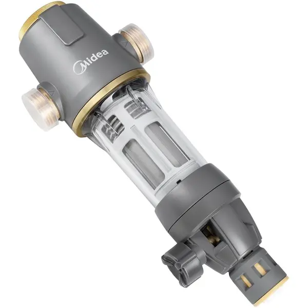 Midea Prefiltru de apa de uz casnic Midea, debit 3T/H, sita filtrare de 40 microni din otel inoxidabil 316, adaptor din cupru fara plumb