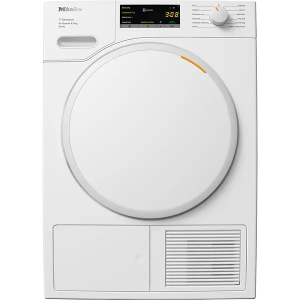 Miele Uscator de rufe Miele TSA523WP Active, Pompa de caldura, 8 kg, 12 programe, Clasa C, Alb