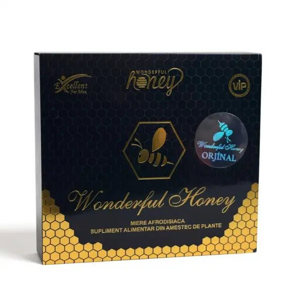 Miere afrodisiacă unisex WONDERFUL HONEY, pentru libido, potență, erecții puternice și întârzierea ejaculării, 12 plicuri x 12 g