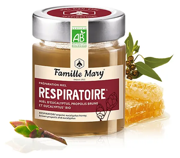 Miere bio de albine din eucalipt cu propolis, 170 g, Famille Mary