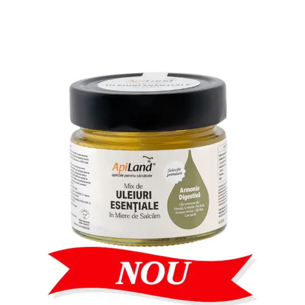 Miere de salcâm cu Mix de Uleiuri Esențiale (mentă, lămâie, ghimbir, lavandă, fenicul, anason stelat) - pentru digestie, 250 g - Default Title