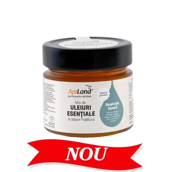 Miere Polifloră cu Mix de Uleiuri Esențiale (eucalipt, lămâie, mentă, lavandă, tea tree, cimbrișor) - pentru respirație, 250 g - Default Title